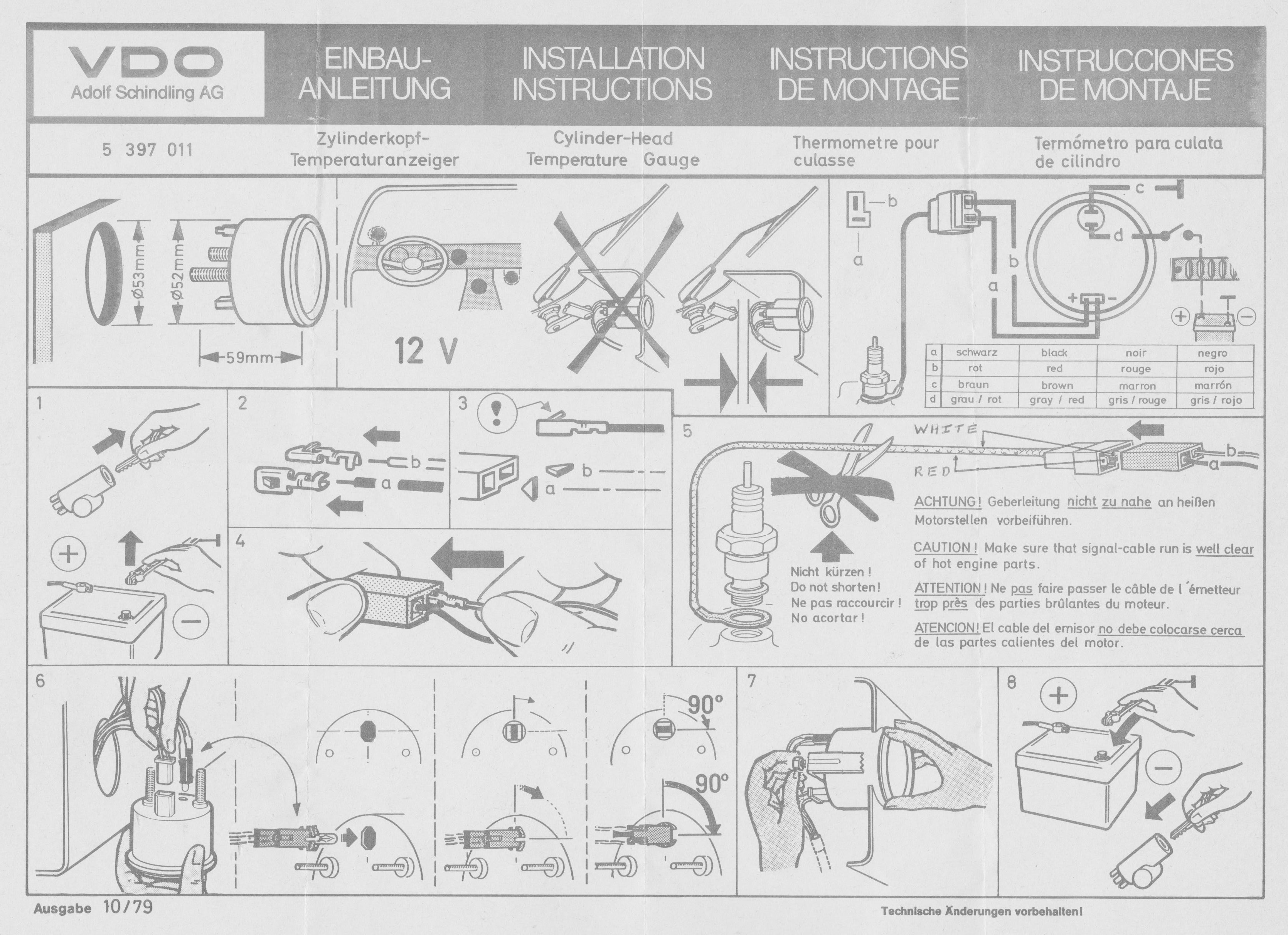 VW Archives VDO Cylinder Temperature Gauge